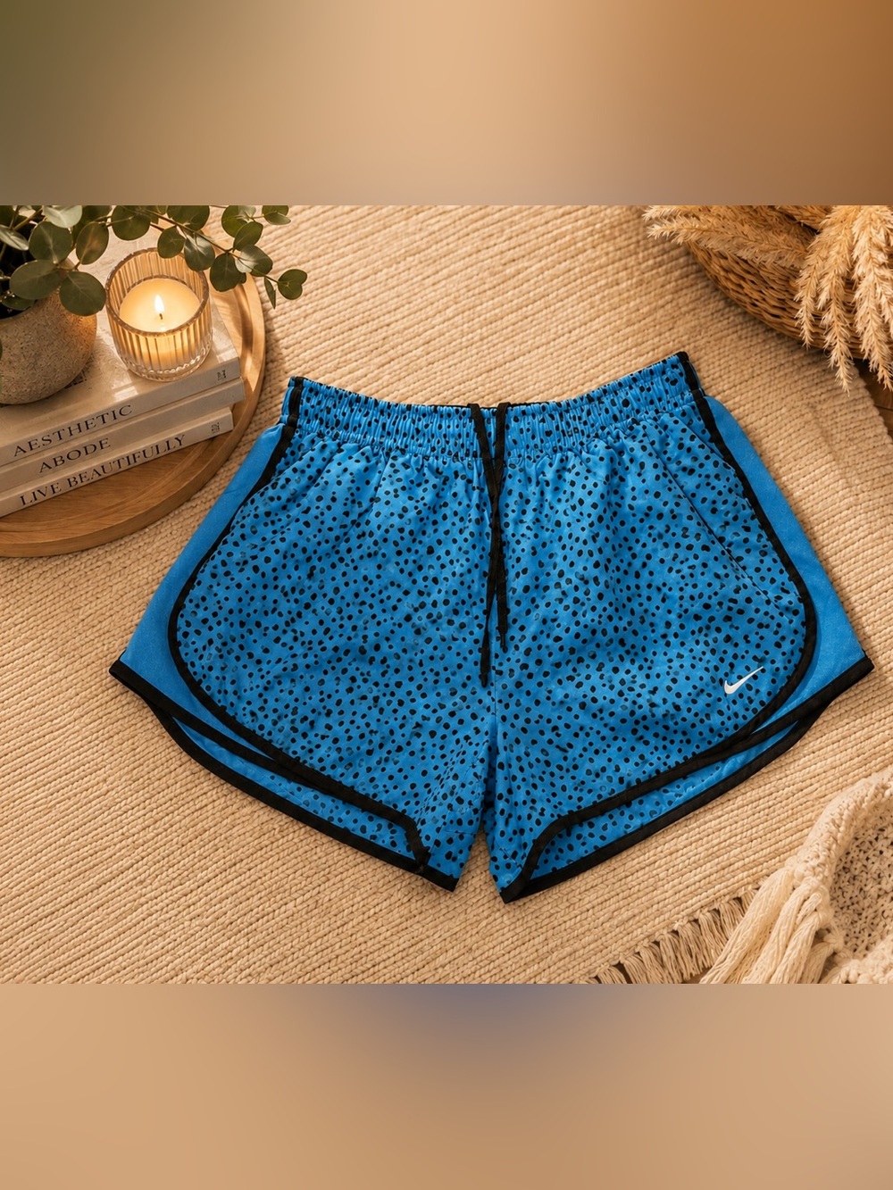 Nike Blue Speckled Athletic Shorts with Black Trim